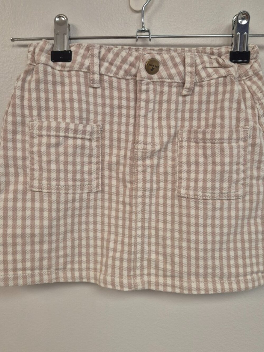 Jamie Kay Tan & Cream Check Denim Skirt